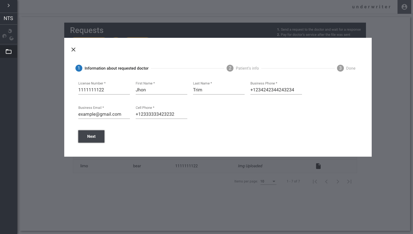 Creating new APS request