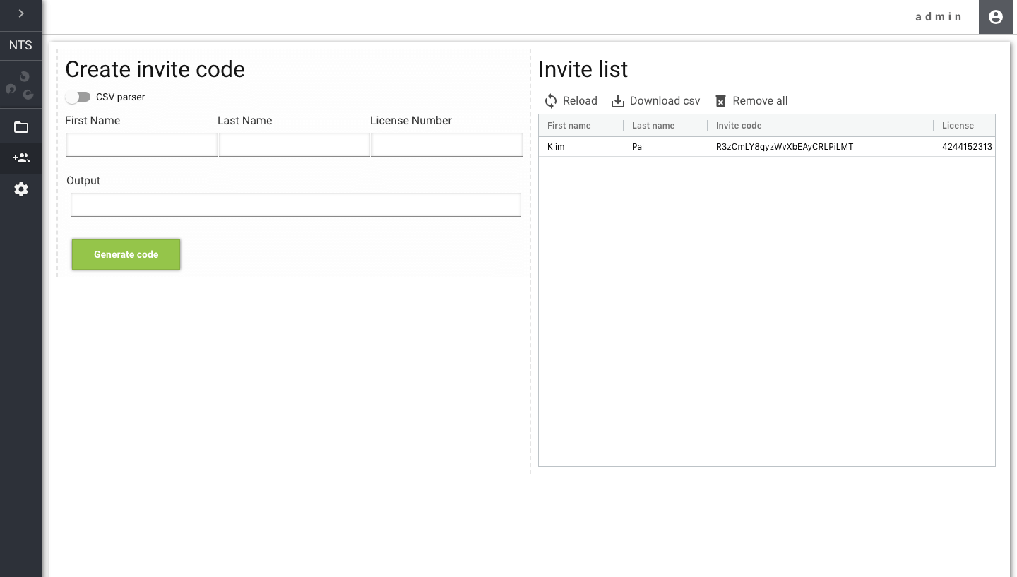 Invite list